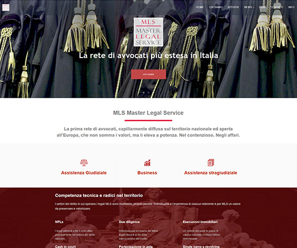 Master Legal Service Sito web per rete di avvocati