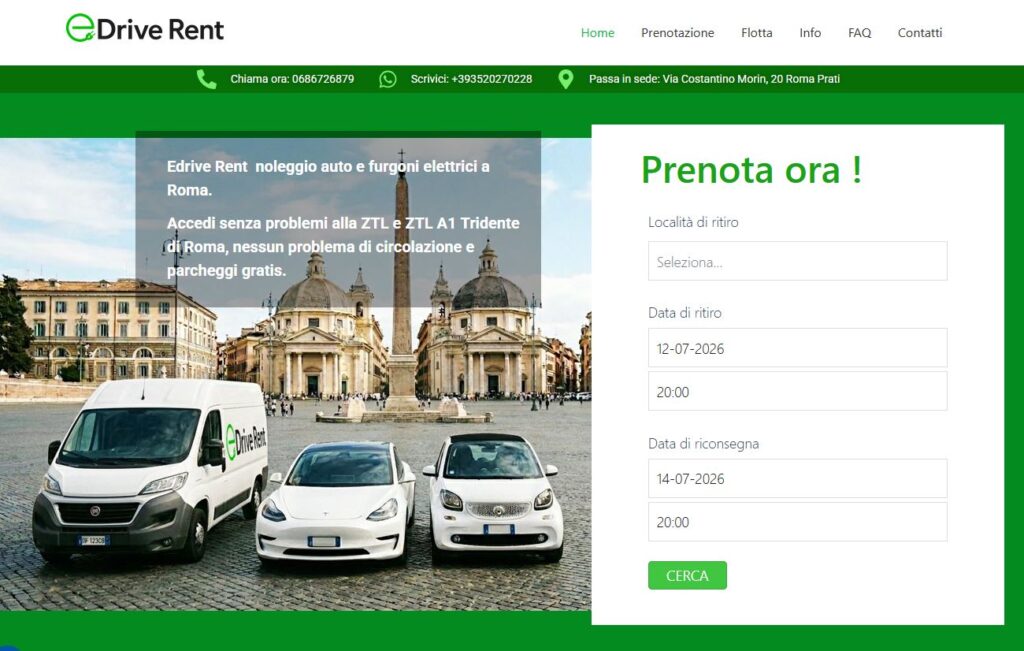 Realizzazione sito web per un noleggio furgoni e auto a Roma