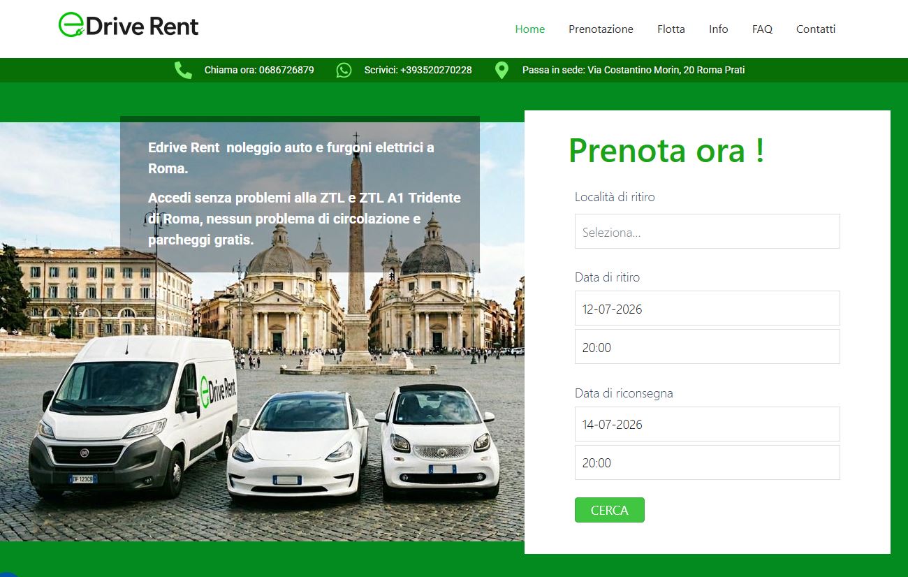 Realizzazione sito web per un noleggio furgoni e auto a Roma